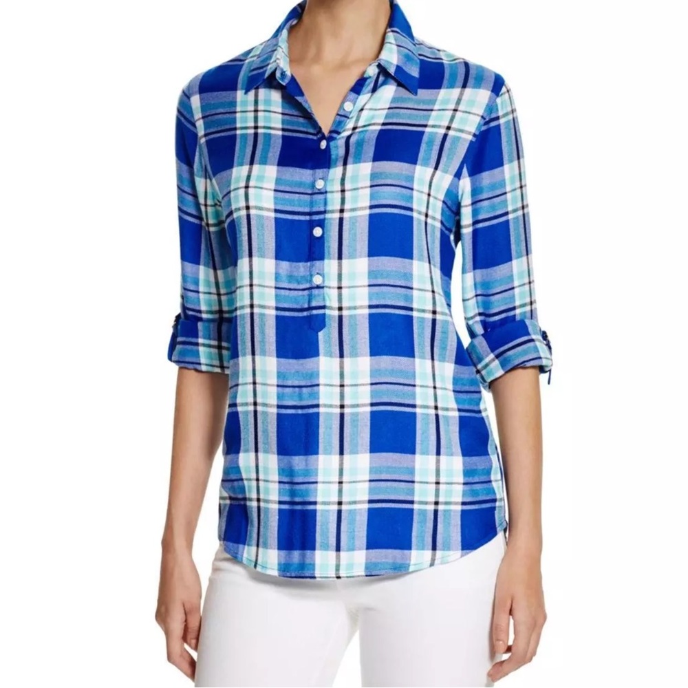 Allen Schwartz Prive Collection Plaid Button Down